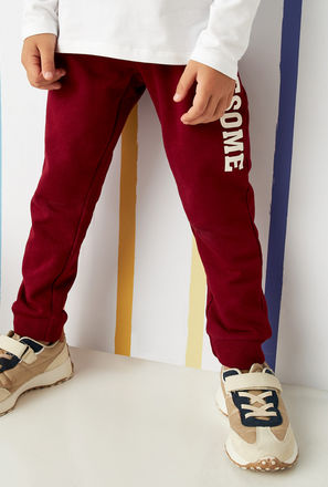 Typographic Print Joggers-mxkids-boystwotoeightyrs-clothing-bottoms-joggers-0