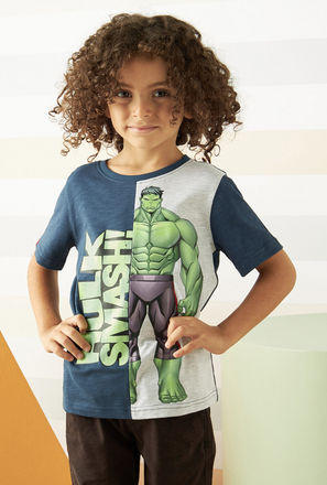 Hulk Graphic Print Colourblock T-shirt-mxkids-boystwotoeightyrs-clothing-character-topsandtshirts-2