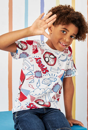All-Over Spider-Man Print T-shirt-mxkids-boystwotoeightyrs-clothing-teesandshirts-tshirts-3