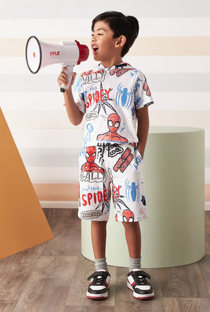 All-Over Spider-Man Print Hooded T-shirt and Shorts Set-mxkids-boystwotoeightyrs-clothing-character-setsandoutfits-2