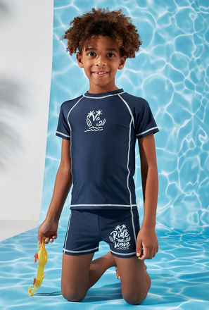 Printed Cut and Sew Swim T-shirt and Shorts Set-mxkids-boystwotoeightyrs-clothing-swimwear-0