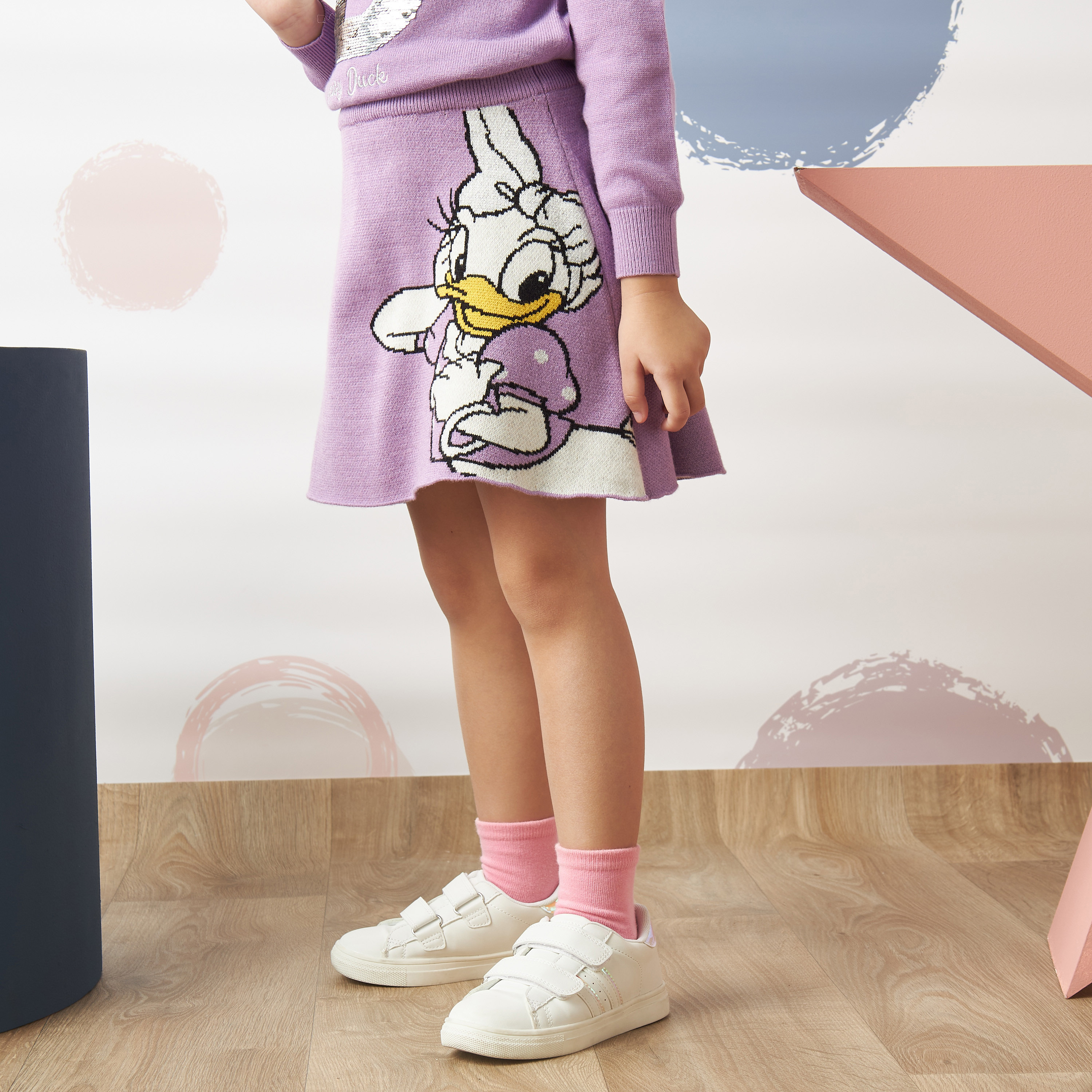 Shop Daisy Duck Embellished Sweater and Skirt Set Online Max Oman