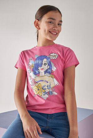 Anime Print Better Cotton T-shirt-mxkids-girlseighttosixteenyrs-clothing-tops-tshirts-0