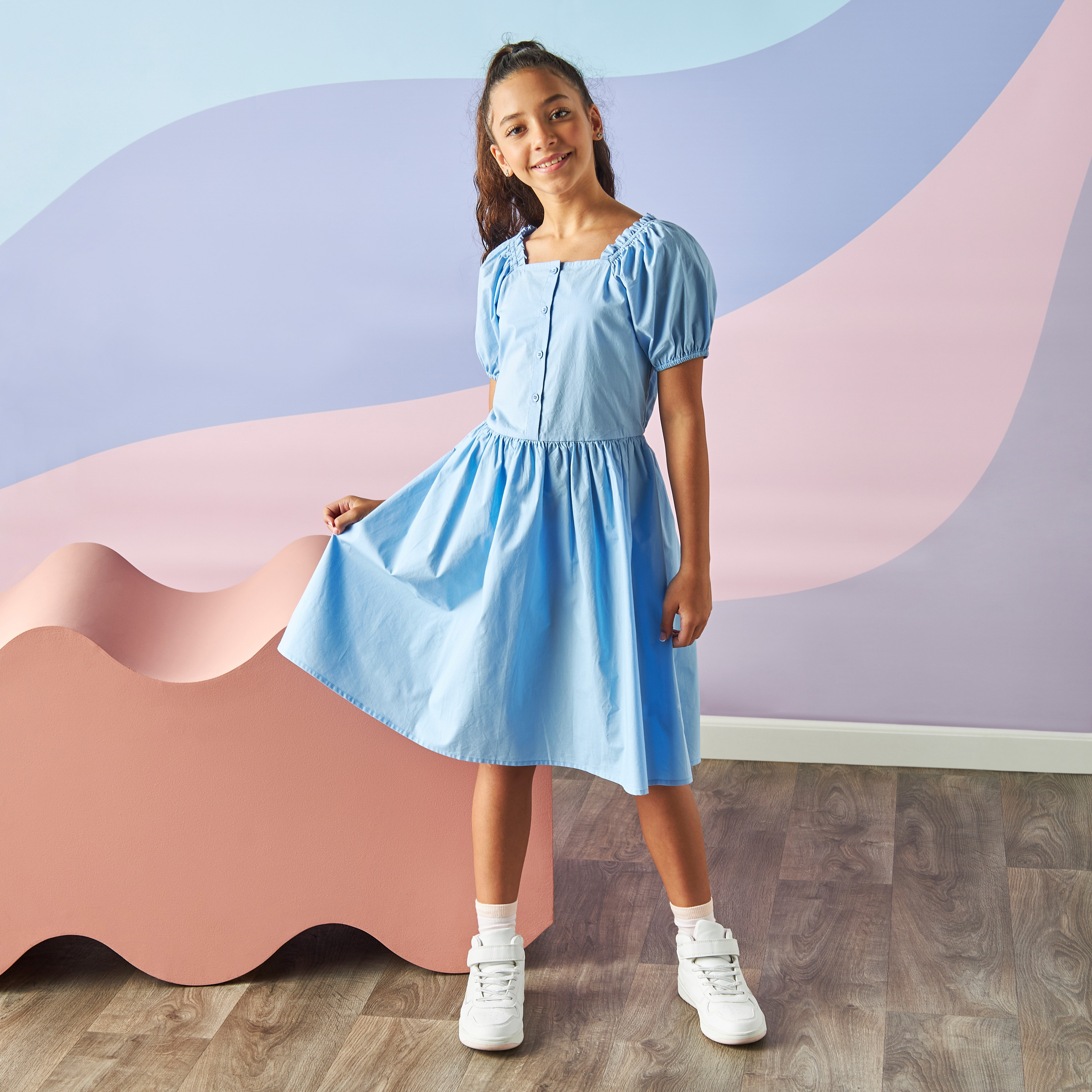 Plain blue outlet dress girl