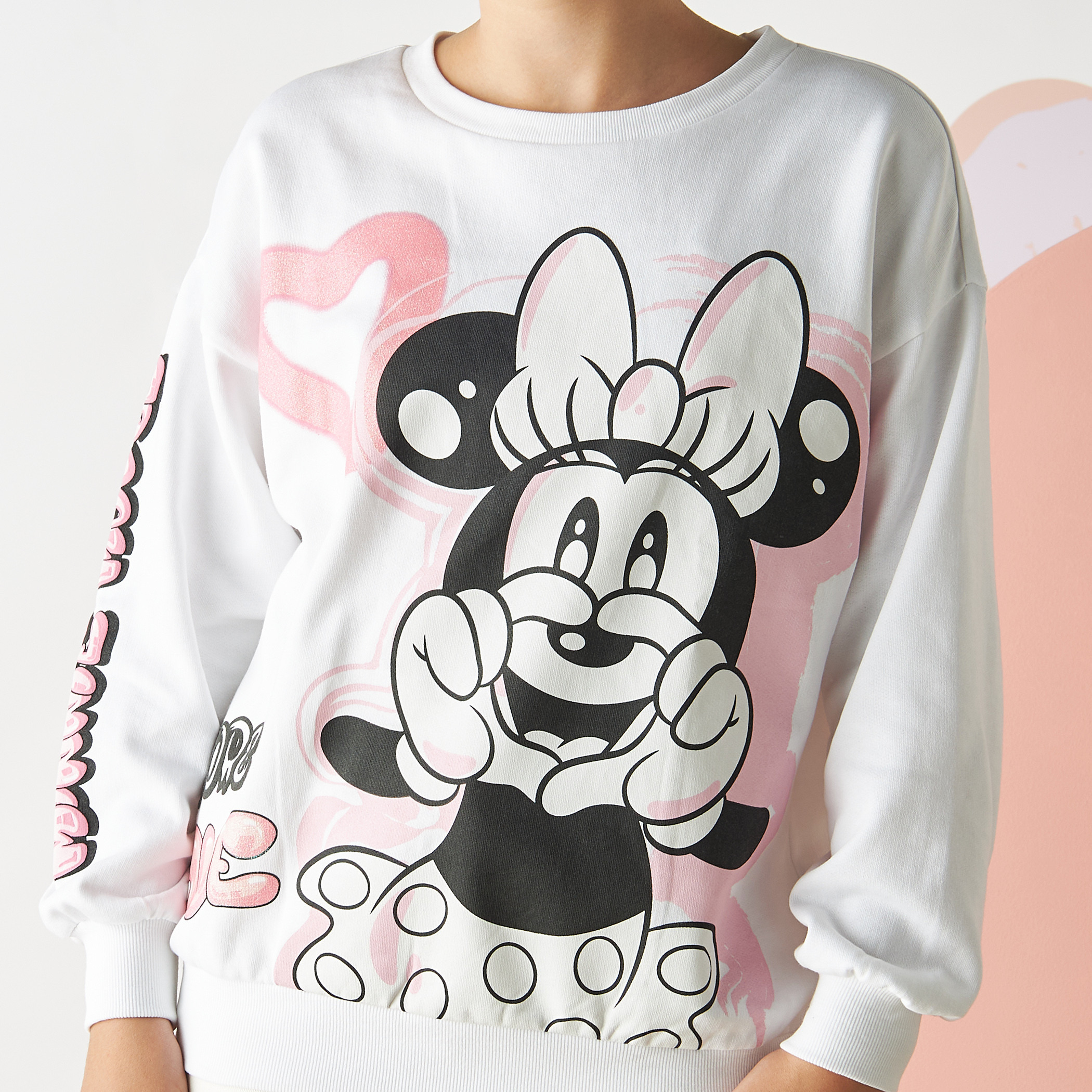 White minnie hot sale mouse sweatshirt