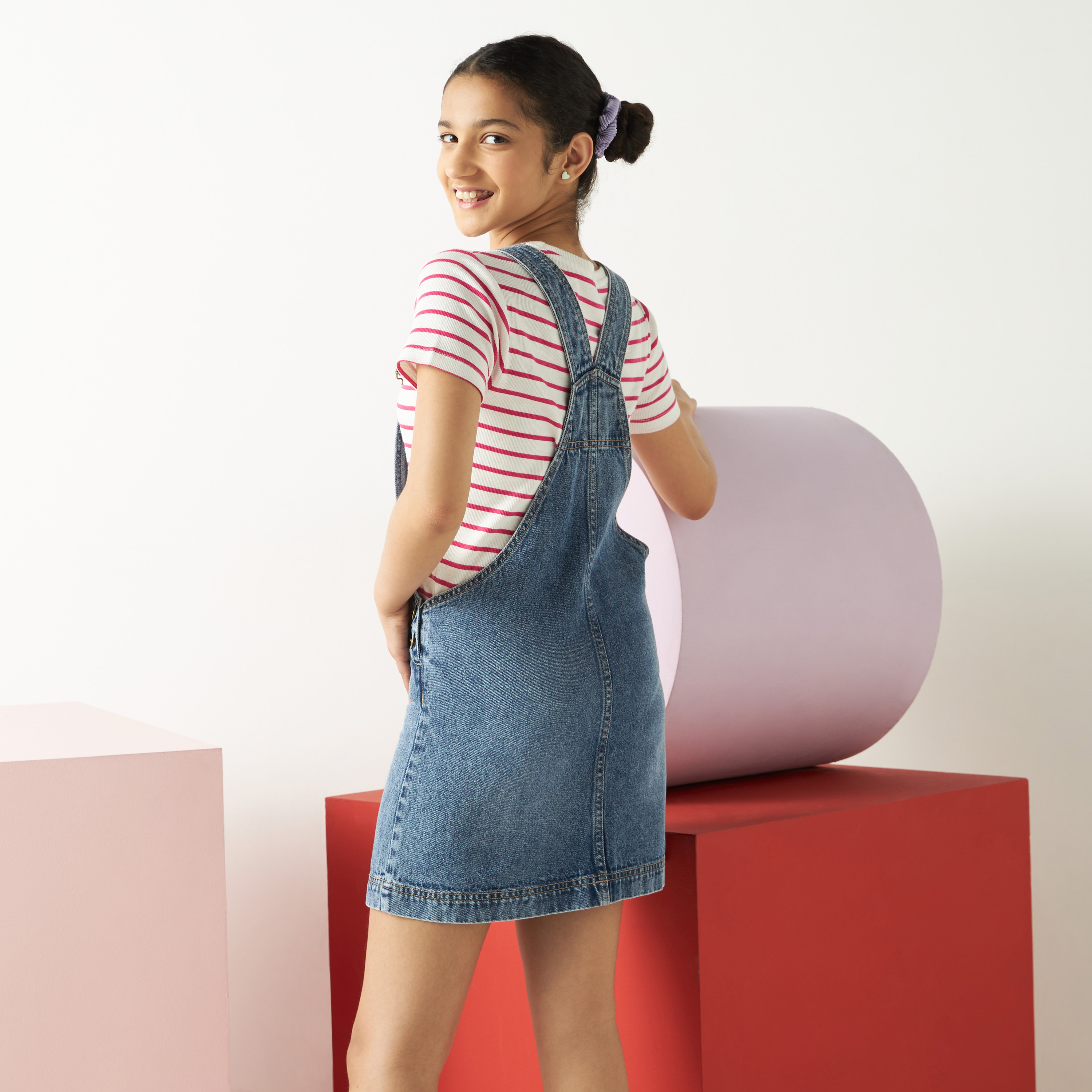 Buy Women Girl Denim Skirt, Jeans Dungarees Pinafore Slim Mini Short Dress  Kaftan (Blue, L) Online at desertcartINDIA