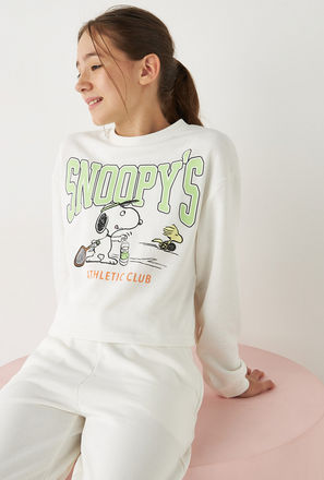 Snoopy Graphic Print Terry Boxy T-shirt-mxkids-girlseighttosixteenyrs-clothing-character-topsandtshirts-2