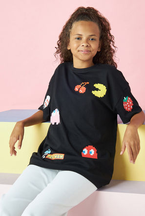 Pac Man Print Oversized T-shirt-mxkids-girlseighttosixteenyrs-clothing-tops-tshirts-2