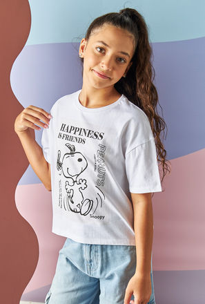 Peanuts Print Cropped T-shirt-mxkids-girlseighttosixteenyrs-clothing-character-topsandtshirts-3