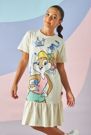 Lola Bunny Print Dress-mxkids-girlseighttosixteenyrs-clothing-character-dresses-0