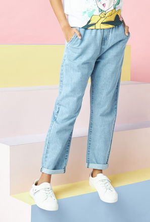 Plain Paperbag Waist Jeans-mxkids-girlseighttosixteenyrs-clothing-bottoms-jeans-2