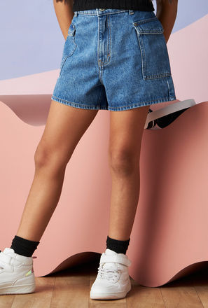 Cargo Pocket Denim Shorts-mxkids-girlseighttosixteenyrs-clothing-bottoms-shorts-1