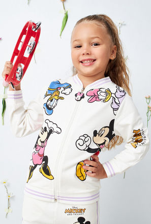 Mickey Mouse and Friends Print Zip Through Jacket with Long Sleeves-mxkids-girlstwotoeightyrs-clothing-coatsandjackets-jackets-0