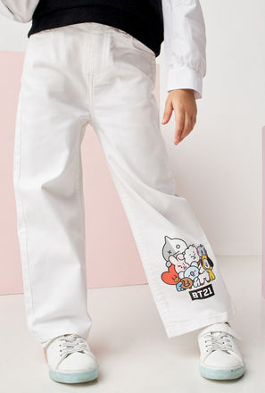 BT21 Printed Wide Leg Jeans-mxkids-girlstwotoeightyrs-clothing-bottoms-jeans-1