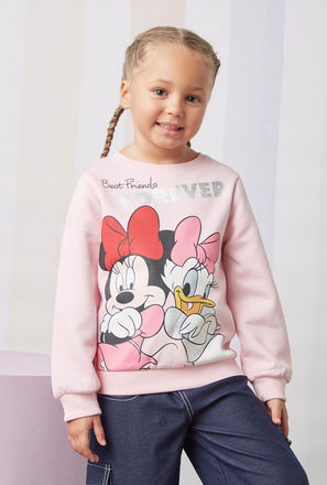 Minnie Mouse and Daisy Duck Foil Print Sweatshirt-mxkids-girlstwotoeightyrs-clothing-character-hoodiesandsweatshirts-0