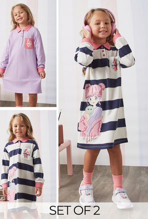 Pack of 2 - Printed Pique Polo Dress-mxkids-girlstwotoeightyrs-clothing-dresses-casualdresses-2