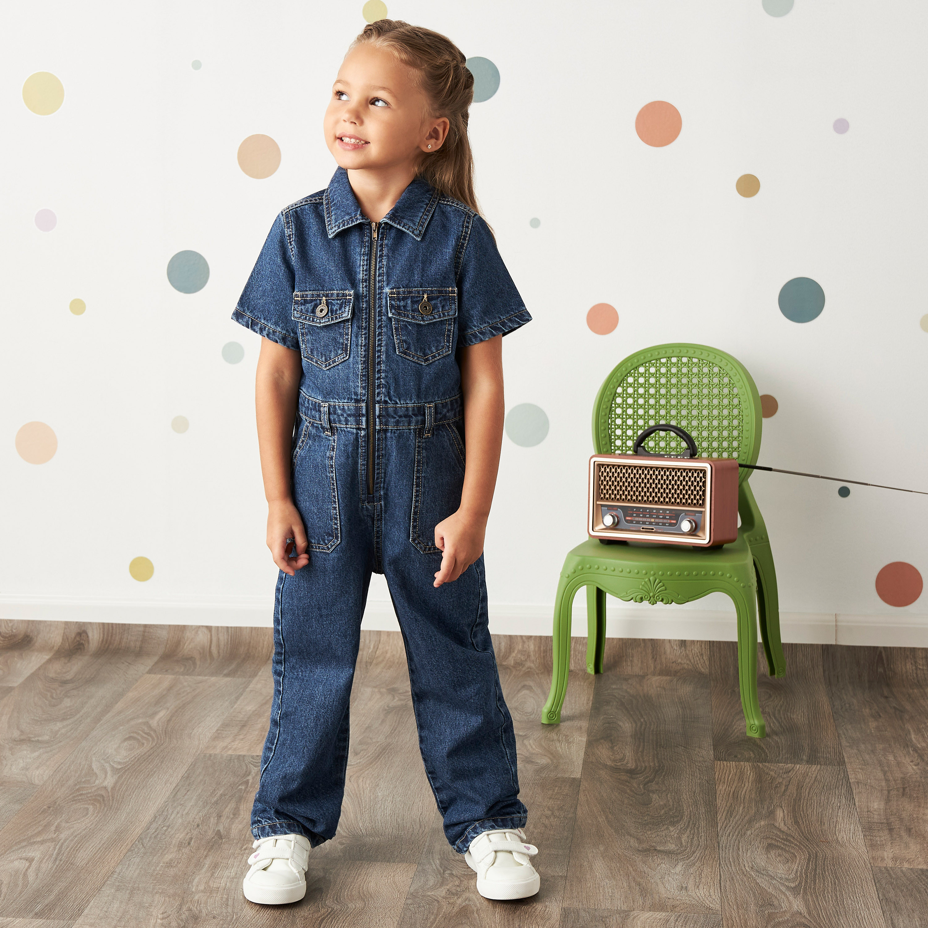 Girls denim hot sale romper