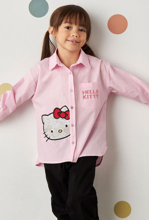 Hello Kitty Embroidered Shirt-mxkids-girlstwotoeightyrs-clothing-tops-shirtsandblouses-0