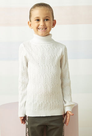 Cable Knit Turtle Neck Sweater-mxkids-girlstwotoeightyrs-clothing-sweatersandcardigans-2