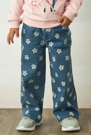 بنطلون واسع الساقين بطبعات زهور-mxkids-girlstwotoeightyrs-clothing-bottoms-jeans-3