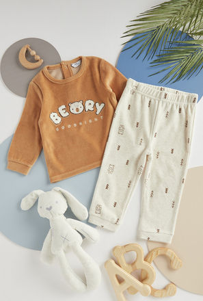 Bear Print Velour Pyjama Set-mxkids-babyboyzerototwoyrs-clothing-nightwear-sets-3