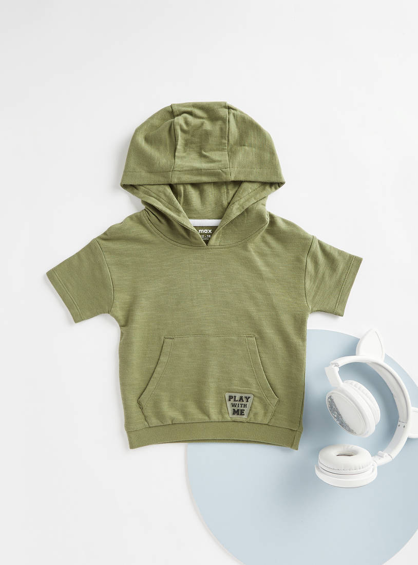 Plain Hooded T-shirt and Shorts Set-Sets & Outfits-image-1
