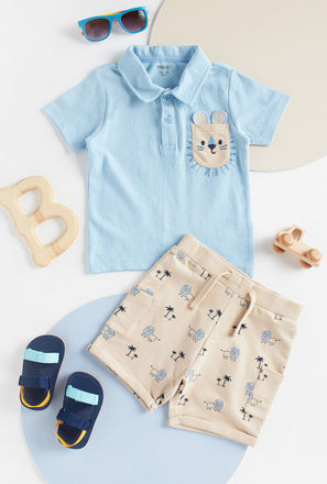 Tiger Print Better Cotton Polo T-shirt and Shorts Set-mxkids-babyboyzerototwoyrs-clothing-sets-1