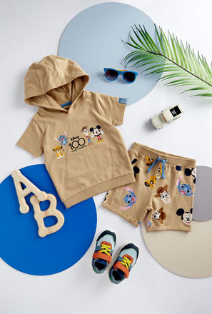 Mickey Mouse and Friends Print Hooded Sweatshirt and Shorts Set-mxkids-babyboyzerototwoyrs-clothing-sets-0