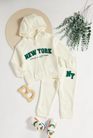 Typography Print Hooded Cotton Sweatshirt and Joggers Set-mxkids-babyboyzerototwoyrs-clothing-sets-2