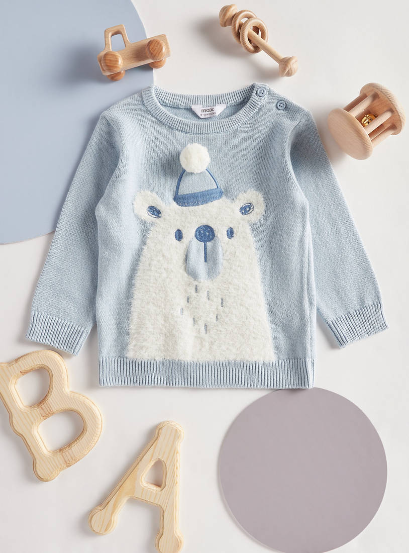 Bear Applique Sweater and Pants Set-Sets & Outfits-image-1