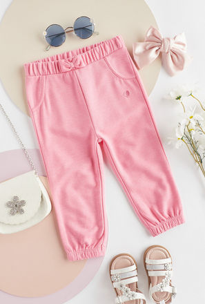 Plain Better Cotton Joggers with Bow Accent-mxkids-babygirlzerototwoyrs-clothing-bottoms-pants-1