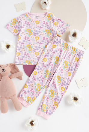 All-Over Floral Print T-shirt and Pyjama Set-mxkids-babygirlzerototwoyrs-clothing-nightwear-sets-3