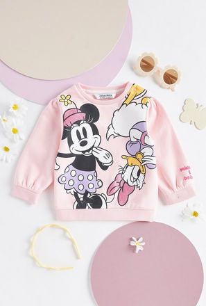 Minnie Mouse and Daisy Print Better Cotton Sweatshirt with Button Closure-mxkids-babygirlzerototwoyrs-clothing-hoodiesandsweatshirts-2