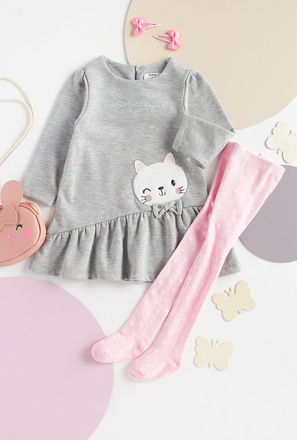 Hello Kitty Print Terry Dress and Stockings Set-mxkids-babygirlzerototwoyrs-clothing-character-dresses-2