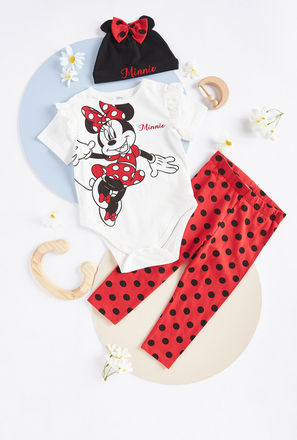 Minnie Mouse Print Bodysuit with Leggings and Beanie Cap-mxkids-babygirlzerototwoyrs-clothing-character-setsandoutfits-2