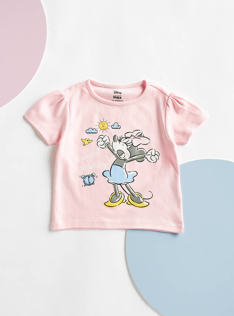 Minnie Mouse Print T-shirt and Pyjama Set-Sets & Outfits-image-1