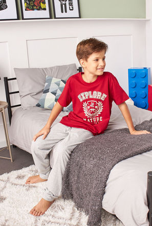 Varsity Print T-shirt and Pyjama Set-mxkids-boyseighttosixteenyrs-clothing-nightwear-sets-3
