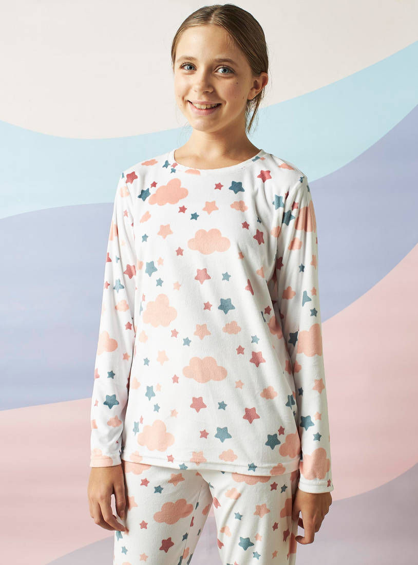 All-Over Cloud Print Pyjama Set-Pyjama Sets-image-1