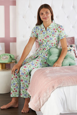 All-Over Floral Print Pyjama Set-mxkids-girlseighttosixteenyrs-clothing-nightwear-sets-3