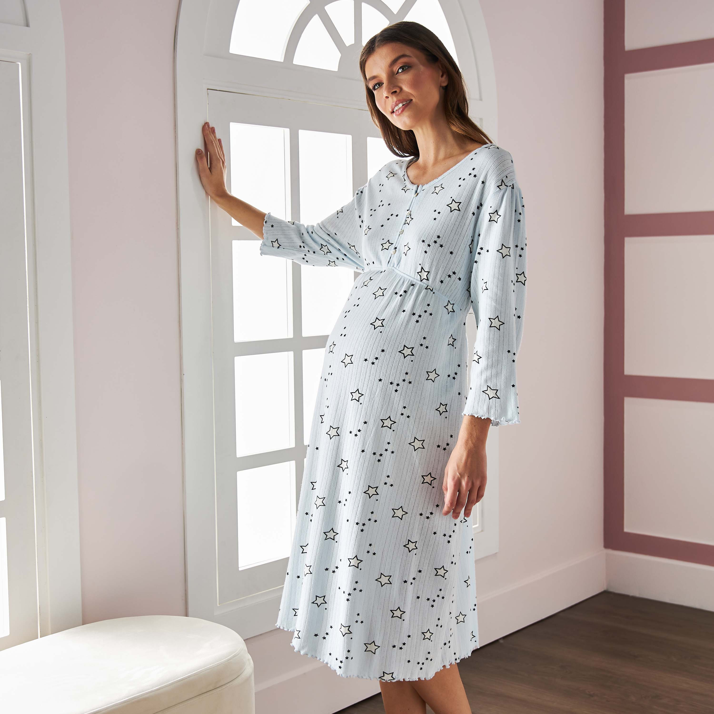 Shop All Over Star Print Maternity Night Dress Online Max Kuwait