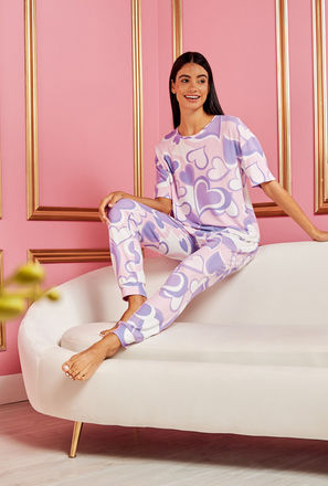 Hearts Graphic Print Pyjama Set-mxwomen-clothing-nightwear-pjsets-0