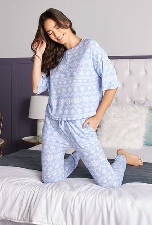 All-Over Textured Top and Pyjama Set-mxwomen-clothing-nightwear-pjsets-0