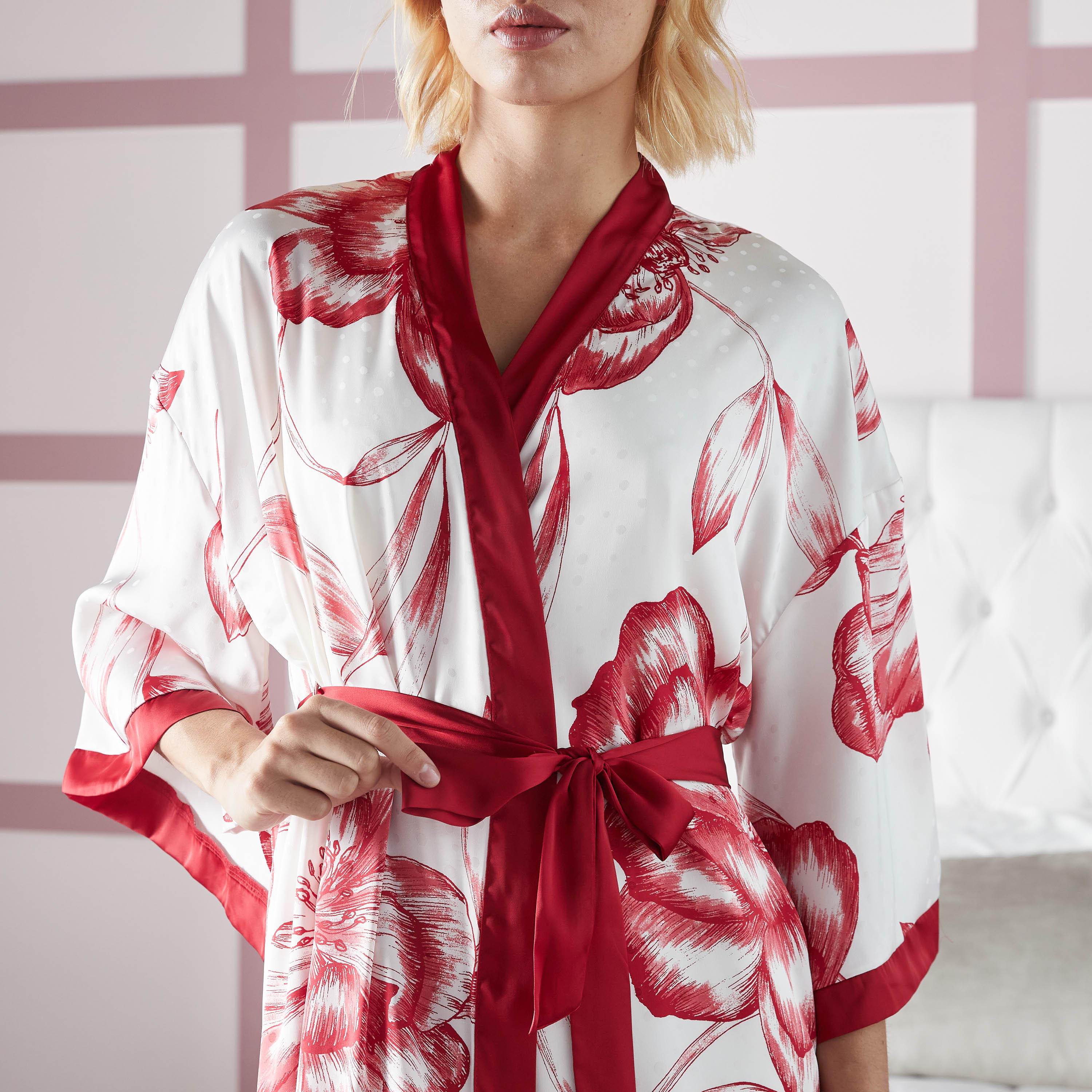 Shop All-Over Floral Print Robe with Tie-Up Belt Online | Max UAE