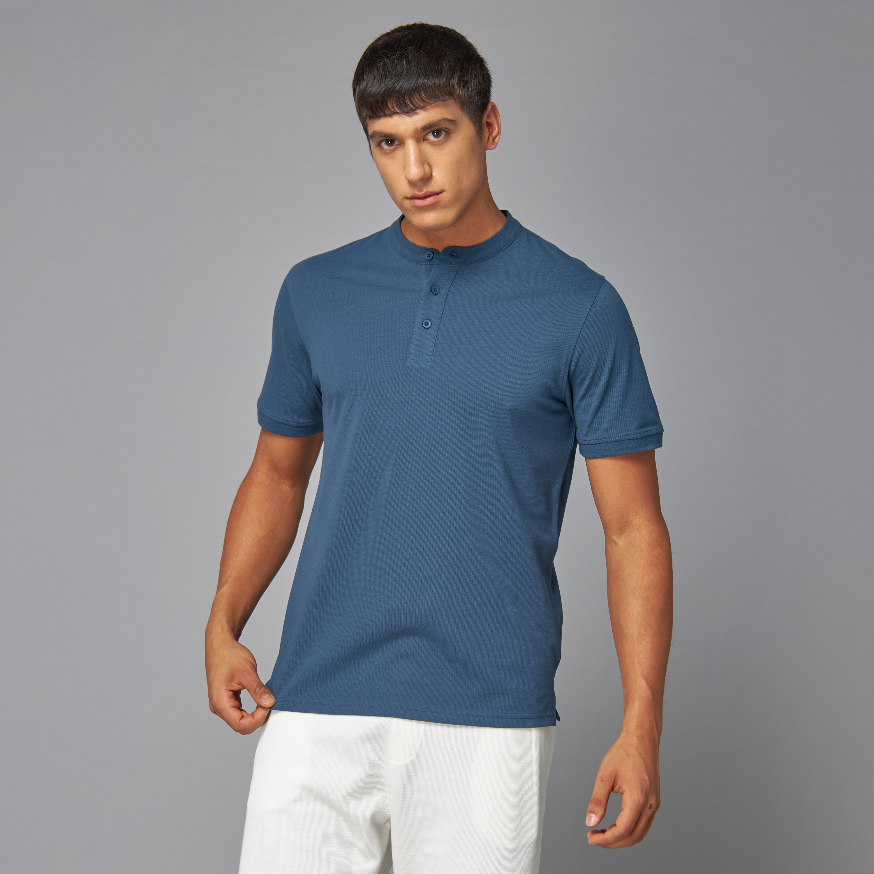 Henley neck deals t shirt