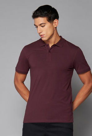 Plain Slim Fit Polo T-shirt-mxmen-clothing-tops-polos-1