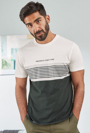 Slogan Print Striped Better Cotton T-shirt-mxmen-clothing-tops-tshirts-2