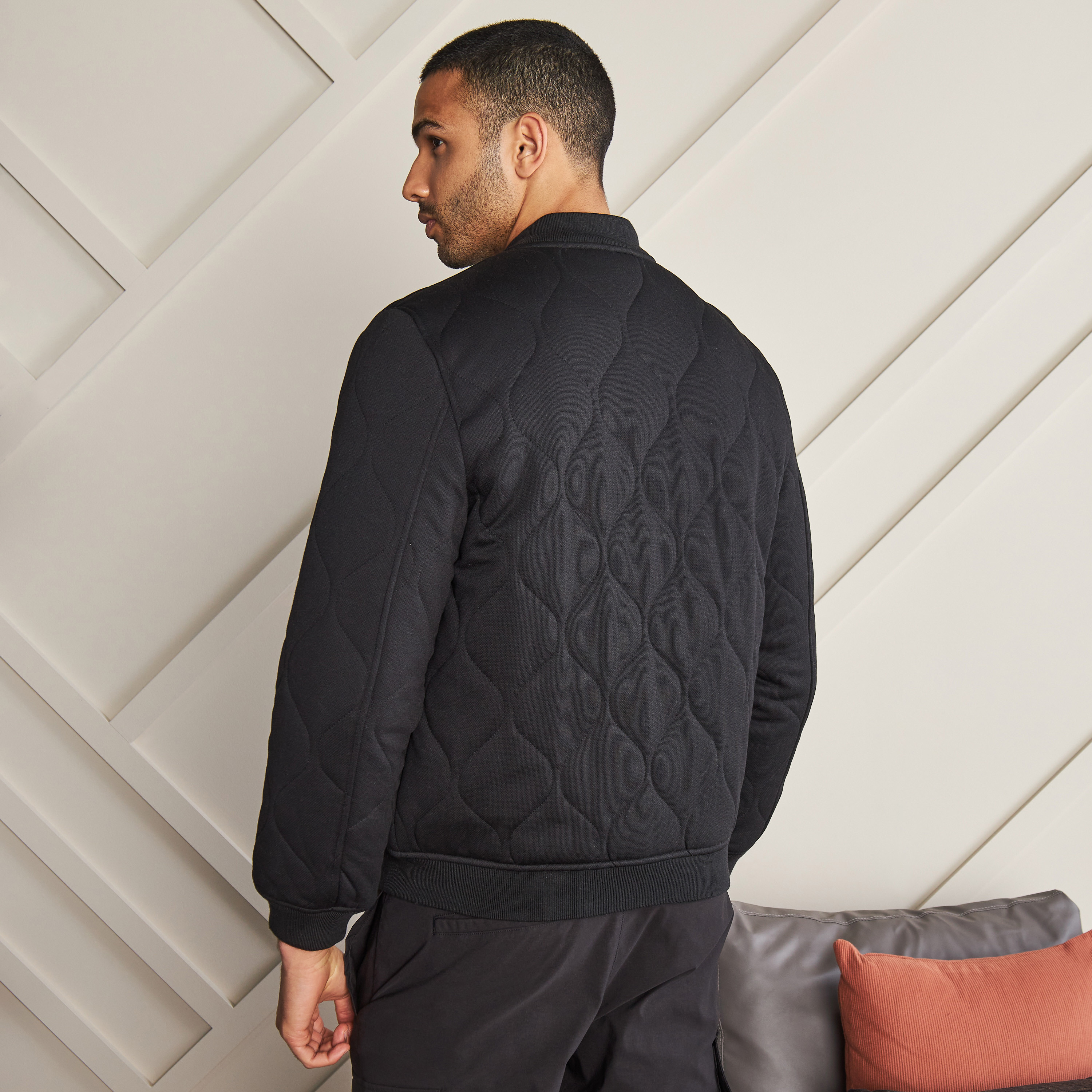 Padded black shop bomber jacket