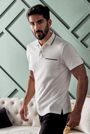 Textured Jacquard Polo T-shirt with Welt Pocket-mxmen-clothing-tops-polos-3
