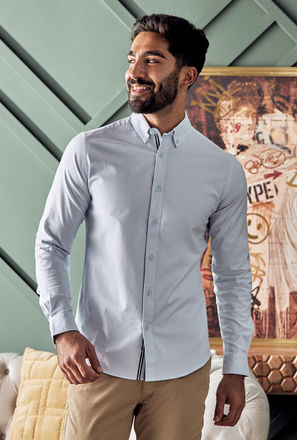 Plain Slim Fit Oxford Shirt-mxmen-clothing-tops-shirts-2