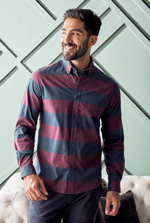 Striped Slim-Fit Oxford Shirt-mxmen-clothing-tops-shirts-0